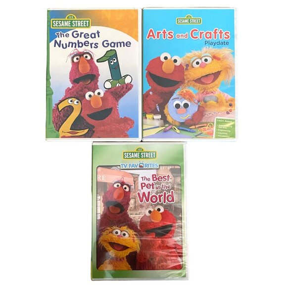Sesame Street Childrens DVD Great Numbers Game Arts Crafts Best Pet Lot of 3 New - Picture 1 of 5